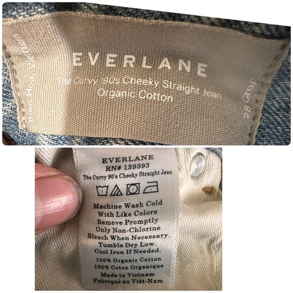 Everlane Curvy 90s Cheeky Straight Jeans Size 28 Blue Button Fly Organic Cotton - Picture 4 of 15